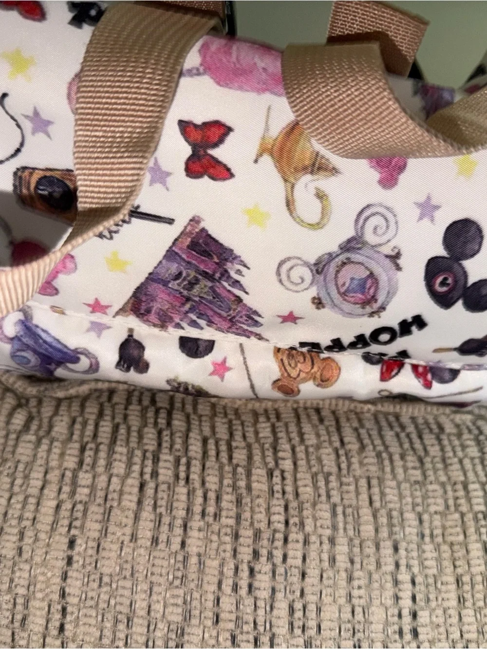 Park Hopper Pattern White & Purple Women’s Backpack Tote